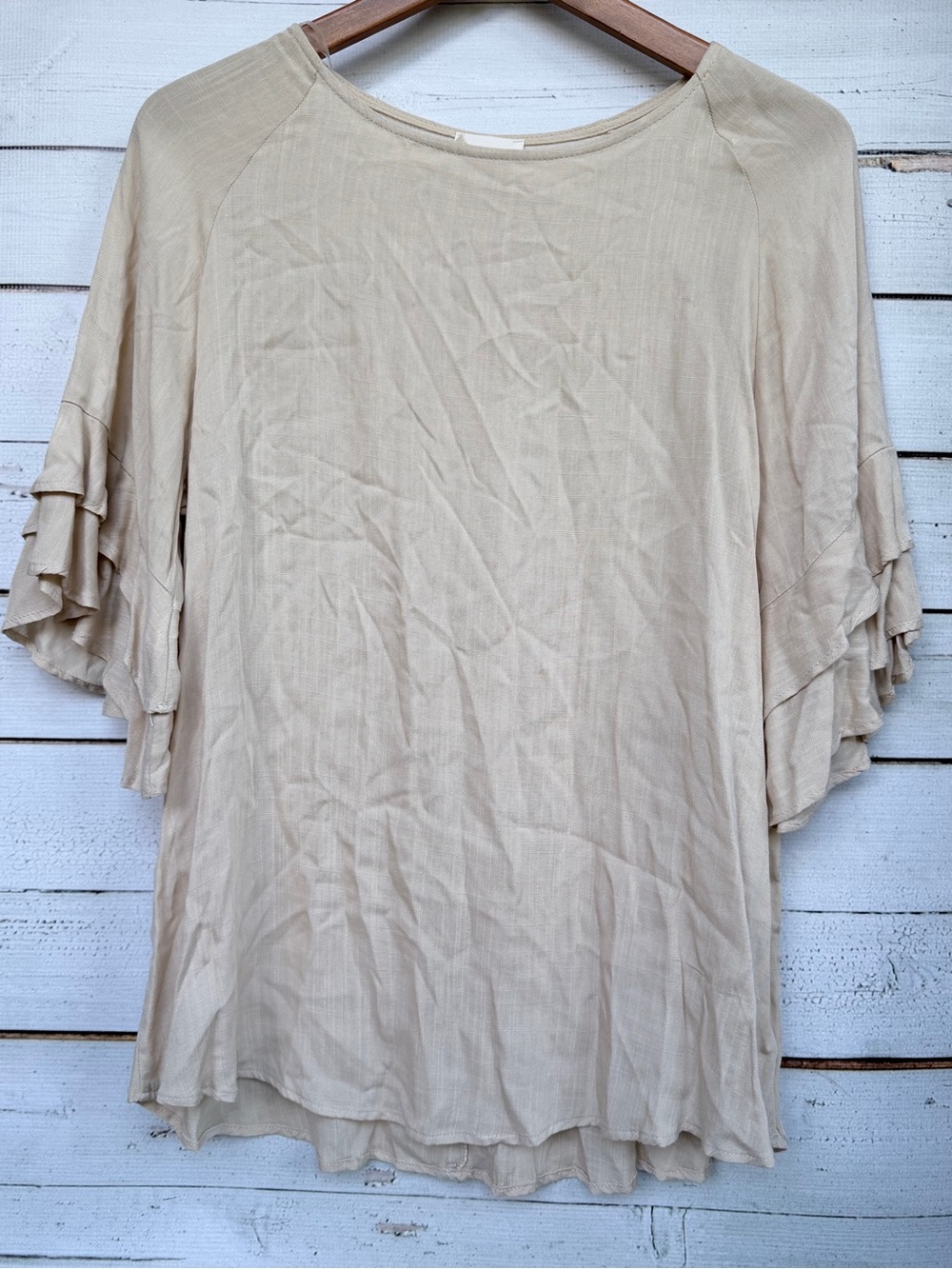 1.4.3. Story by Line Up Beige Ruffle Sleeve Blouse - Picture 2 of 6